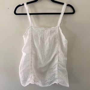 Sheer white eyelet and lace camisole